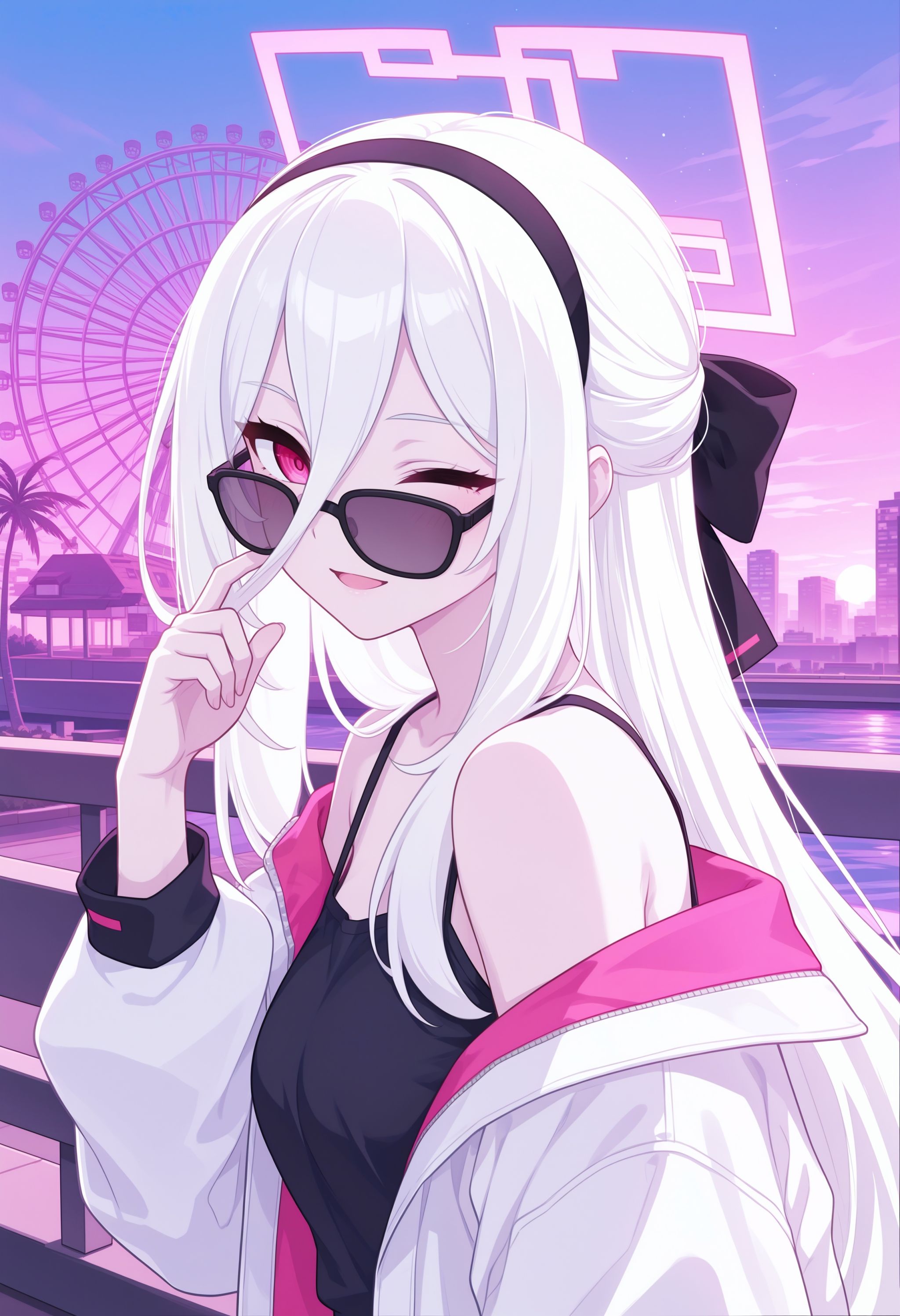kei \(blue archive\),  white hair,  black hairbow on Tensor.Art