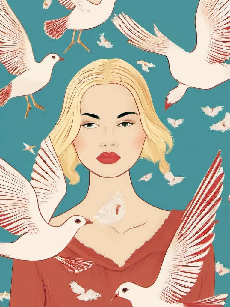 1NK ,  ,  The image shows a young woman with long blonde hair and red lipstick on Tensor.Art