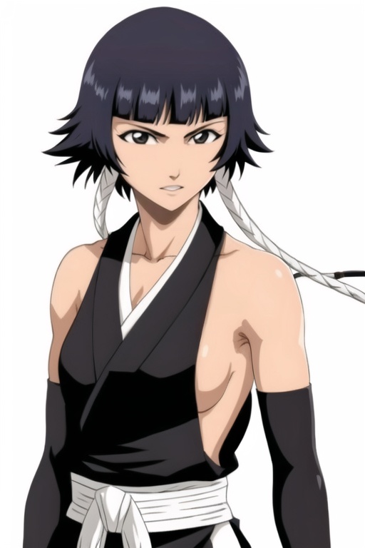 1girl,bangs,bare shoulders,black hair,blunt bangs,breasts,elbow gloves,japanese clothes,kimono,medium breasts,short hair,short hair with long locks,sideboob,simple background,solo,white background,,<lora:b1008940b5370a4be886a1ee7391d070775075ee971f632d2577c934faca6f5c:0.7>