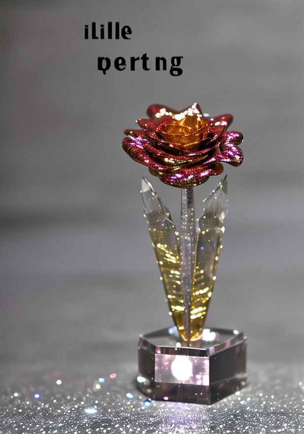 blurry, cnliuli, crystal,sparks,flower, artist name, blurry, english text, book, no humans, sparkle, shadow, rose, red flower, gem, red rose, crystal, still life, cosmetics, <lora:SD1.5_CNliuli.64:0.7>