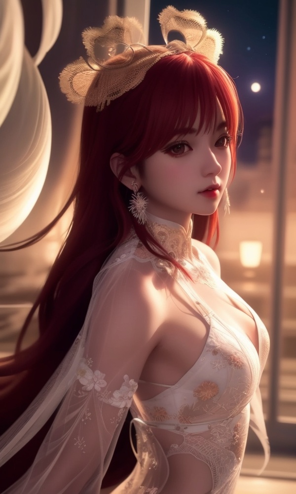 (,1girl, ,best quality, ),looking at viewer, <lora:368-DA-沧元图-柳七月-凤凰变身:0.7>,,ultra detailed background,ultra detailed background,ultra realistic 8k cg, ,masterpiece, (( , )),ultra realistic 8k cg, ,tamari \(flawless\),     ,spider lily,full moon (()), (),