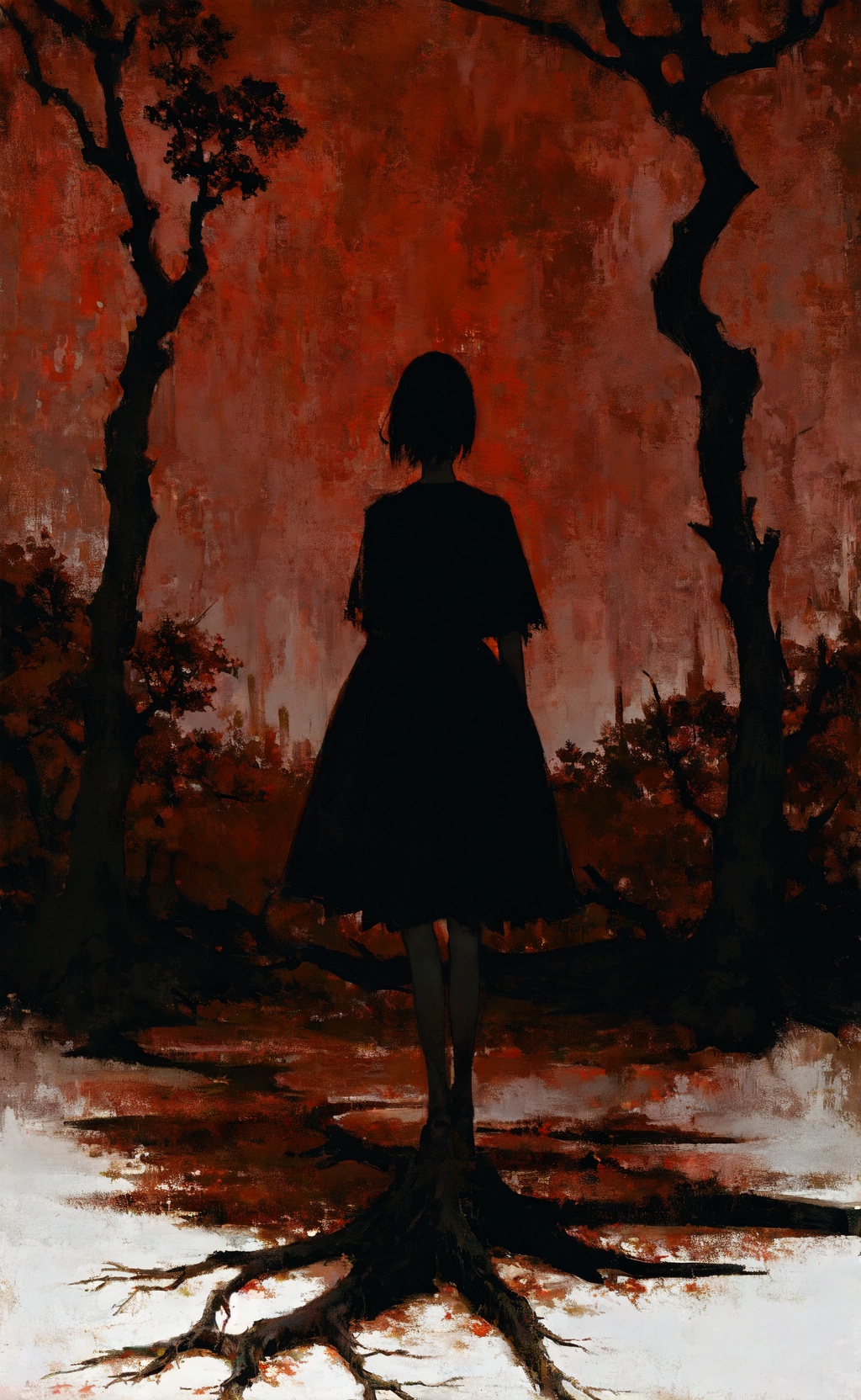 masterpiece,  best quality,  girl standing under the dead tree on Tensor.Art