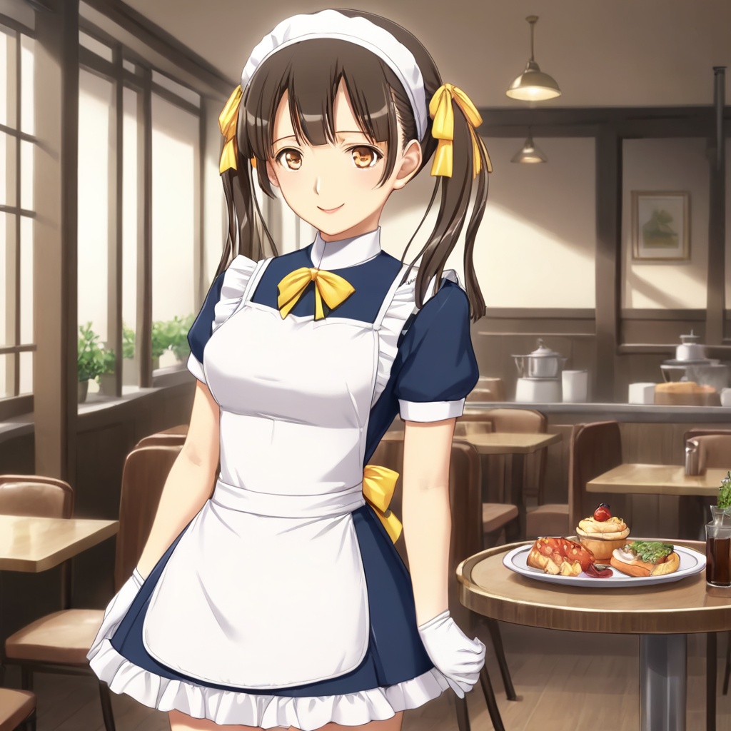 hiiragi mayuka,  twintails,  yellow ribbon on Tensor.Art