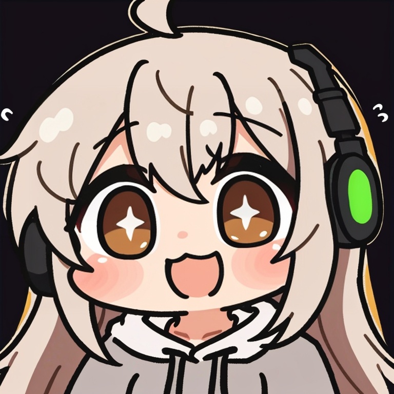 ((HRD, HUD, 8K)),((masterpiece, best quality)), highly detailed, soft light,EmojiPack, 1girl, solo, hoodie, headphones, hood, long hair, smile, open mouth, black background, simple background, white hair, :d, upper body, ahoge, chibi, blush stickers, looking at viewer, v-shaped eyebrows, hood down, grey hoodie, bangs, blush, drawstring, cropped torso, brown eyes, <lora:20240527-1716802627504:0.8>