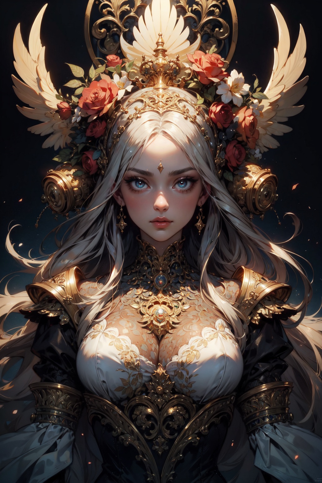 ((female ornate princess)),  (with white long flowing hair),  (bright beautiful eyes) on Tensor.Art