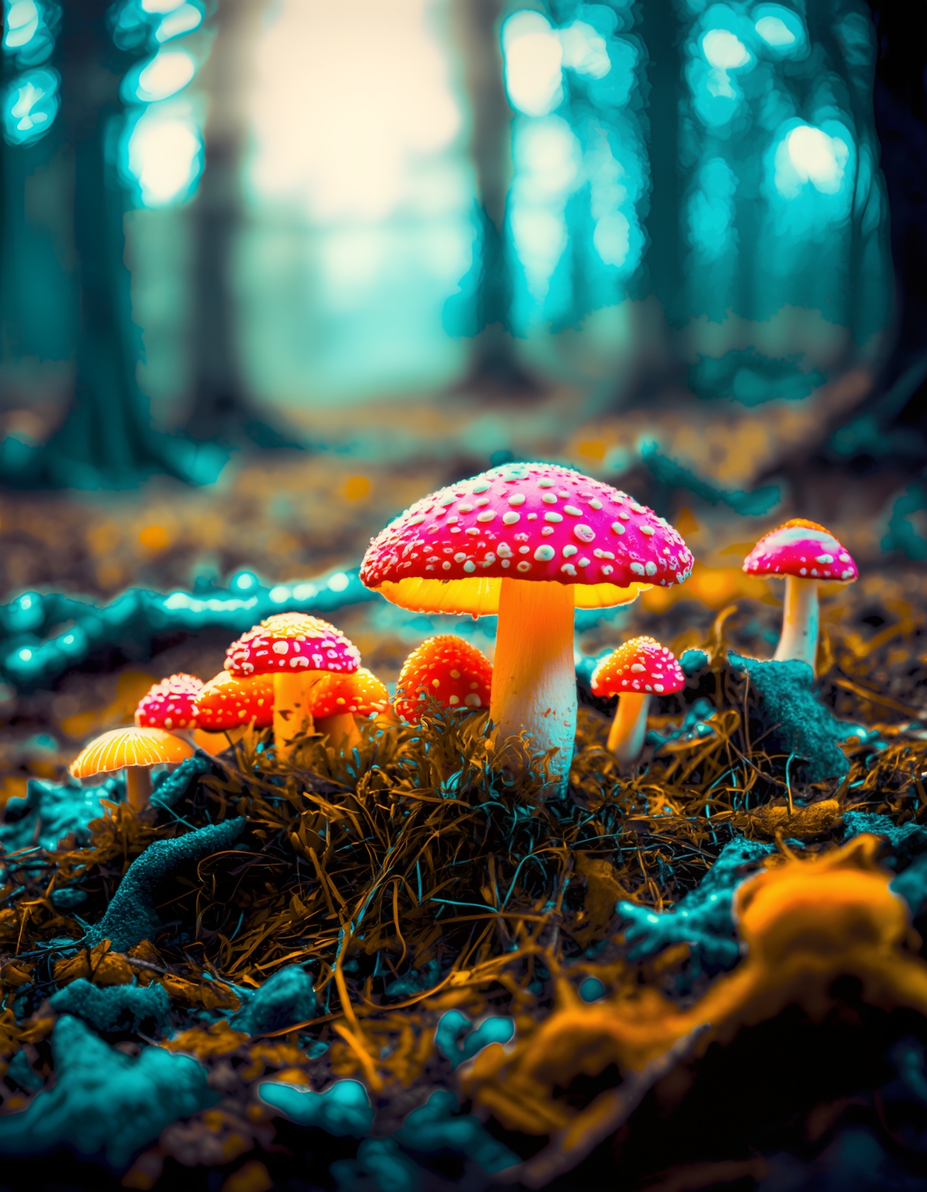 ultra-detailed,  realistic,  colorful mushrooms on Tensor.Art