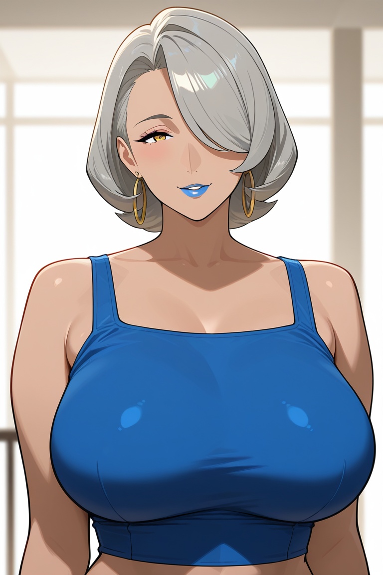 1girl,  blue lips,  earrings on Tensor.Art