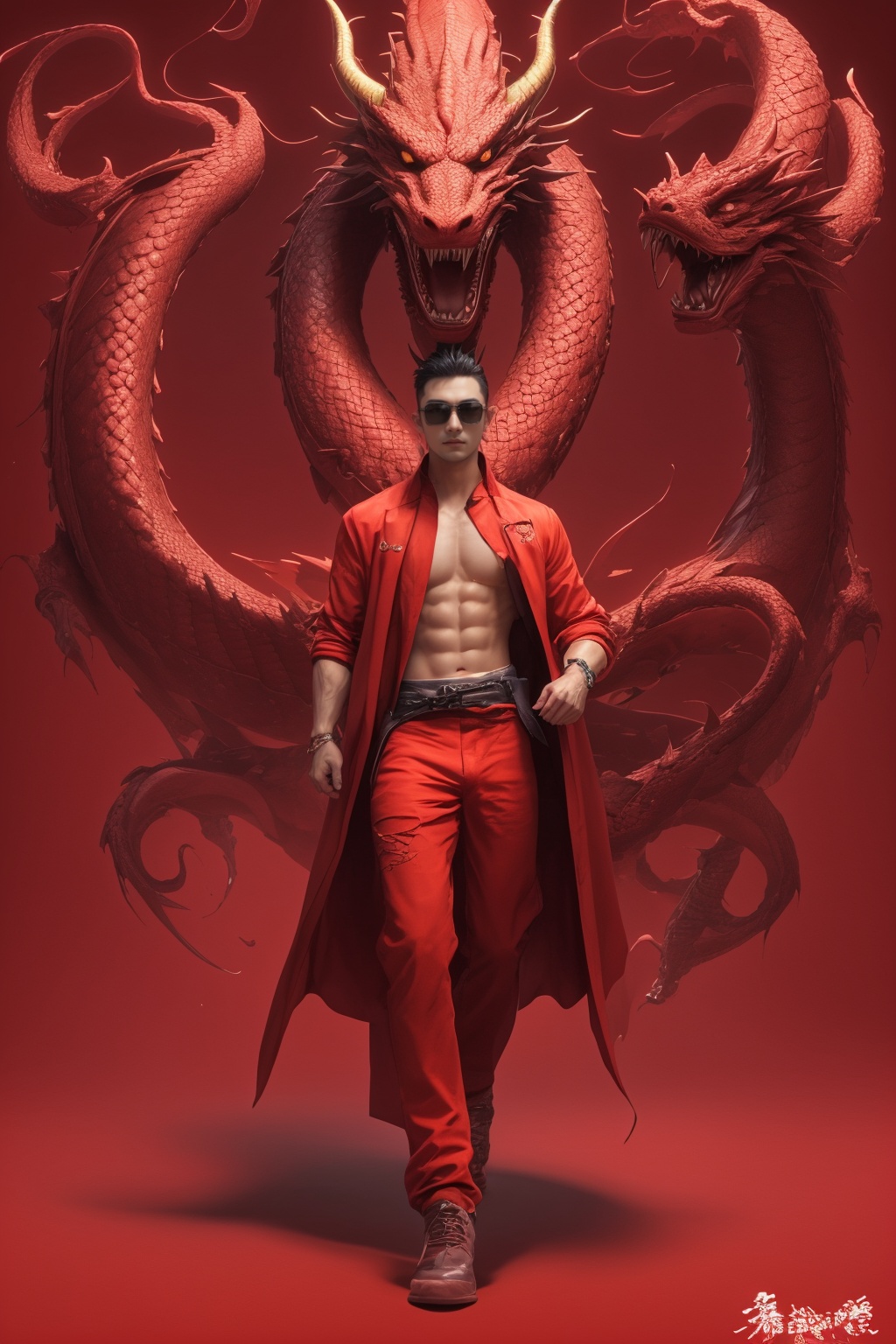 1boy,red theme,(red background:1.2),<lora:龙女:0.8>,dragon,longnv,(wide angle lens:1.3),better hands,<lora:2Msd15_lcm_lora_rank1:0.8>,