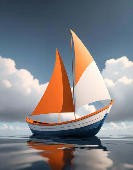 animation about a Boat,  in the style of dark white and orange,  minimal design on Tensor.Art
