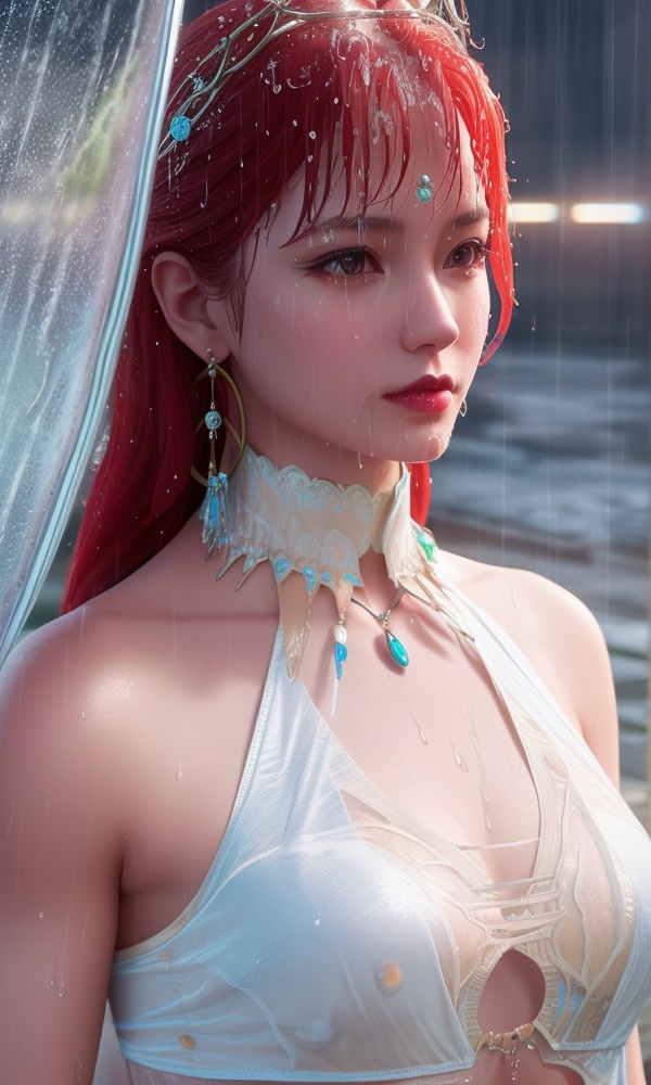 <lora:368-DA-沧元图-柳七月-凤凰变身:0.8>,(,1girl, ,best quality, ),looking at viewer, ,ultra detailed 8k cg, ultra detailed background,  ultra realistic 8k cg, flawless,  tamari \(flawless\), professional artwork, famous artwork, cinematic lighting, cinematic bloom, (( , )),, dreamlike, unreal, science fiction,  luxury, jewelry, diamond, pearl, gem, sapphire, ruby, emerald, intricate detail, delicate pattern, charming, alluring, seductive, erotic, enchanting, hair ornament, necklace, earrings, bracelet, armlet,halo,masterpiece, (( , )),, realistic,science fiction,mole, ,cherry blossoms,(((, , ultra high res, (photorealistic:1.4), raw photo, 1girl, wet clothes, rain, sweat, ,wet, )))(( , ))   (()), (),
