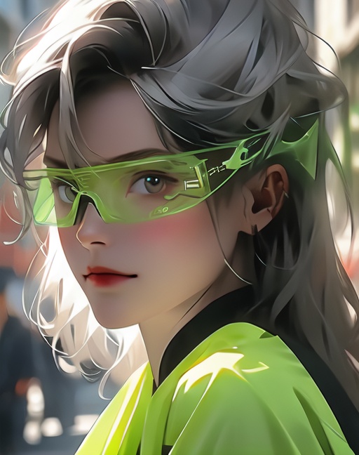 <lora:sbyj_chill-000008:0.8>,sbyj\(style\),1girl,solo,looking at viewer,portrait,silver hair,upper body,street,