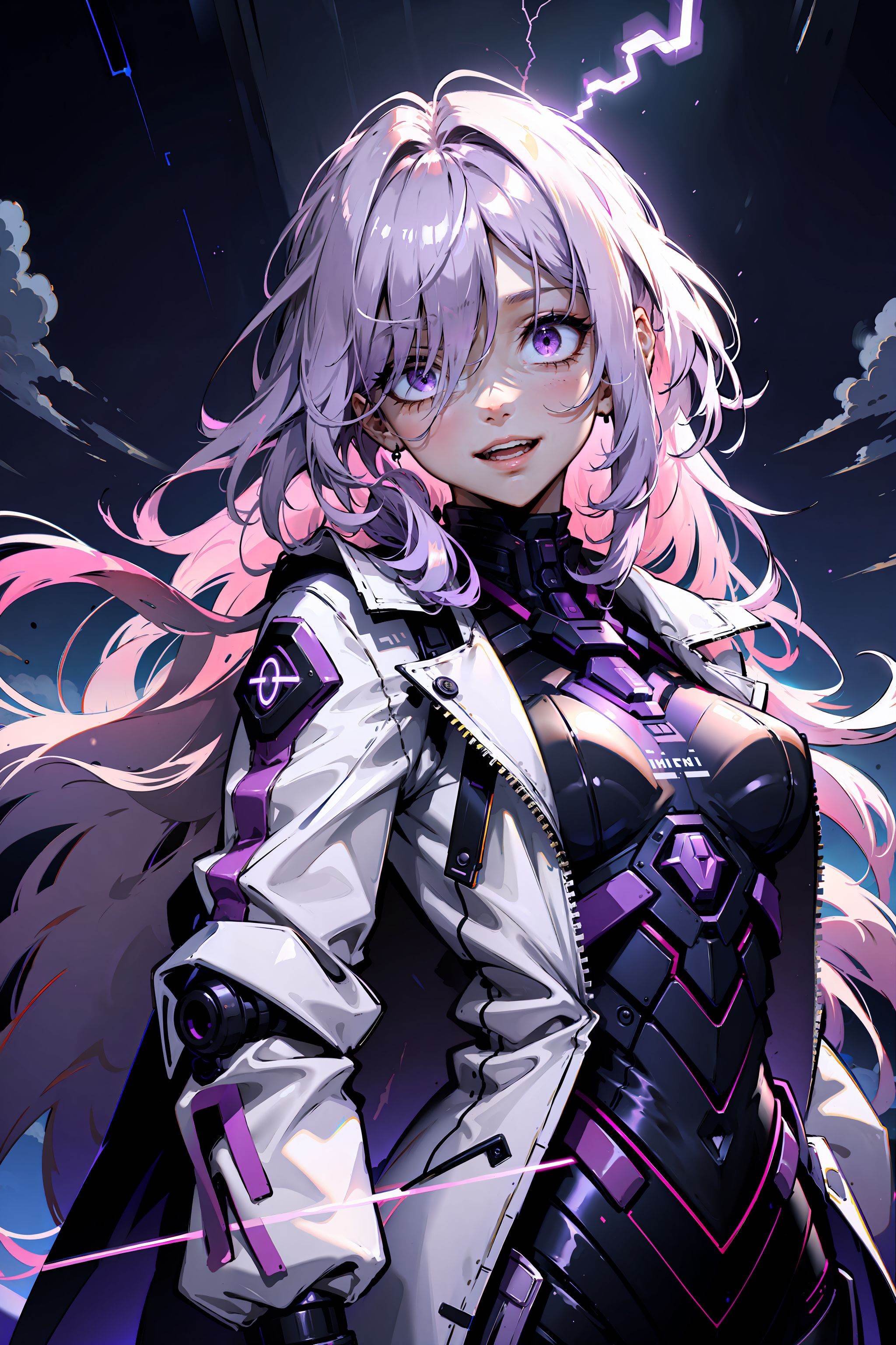 android,  mechanical arms,  lightning on Tensor.Art