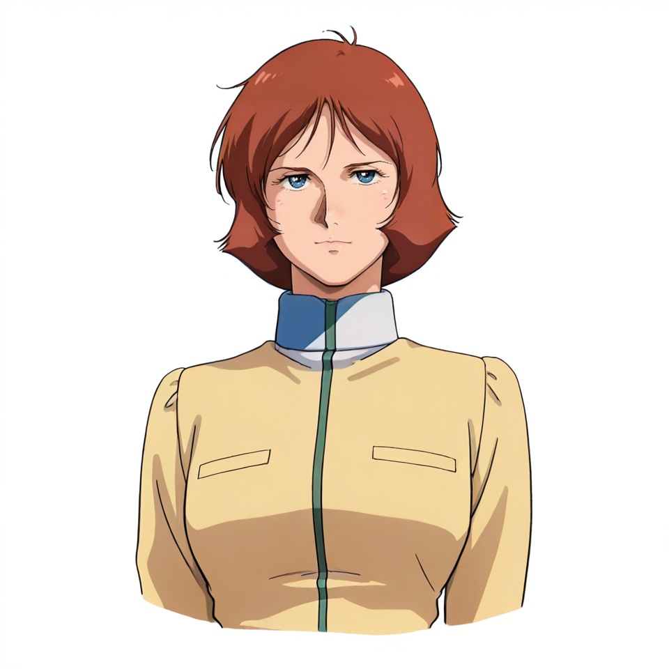 masterpiece, best quality,(white background:1.2),looking at viewer,SOLO,simple background,    anime_style, gundam_the_origin_style, retro artstyle<lora:GTO动画风格-ILL:0.8>