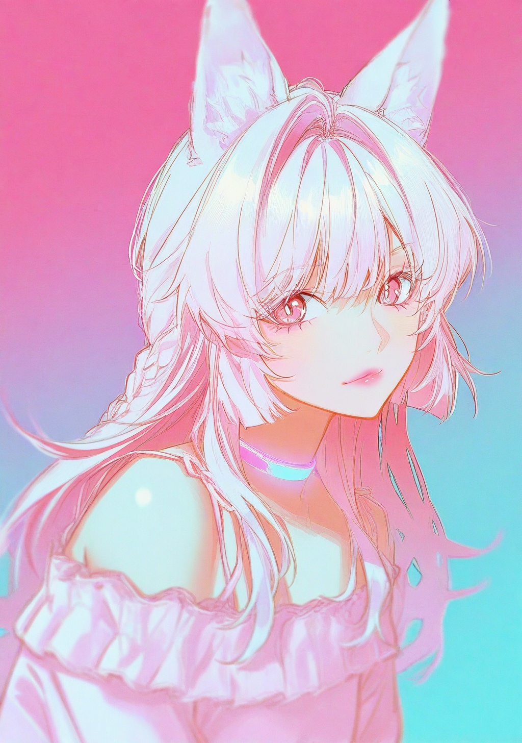 vaporwave,  gradient background,  lipstick on Tensor.Art