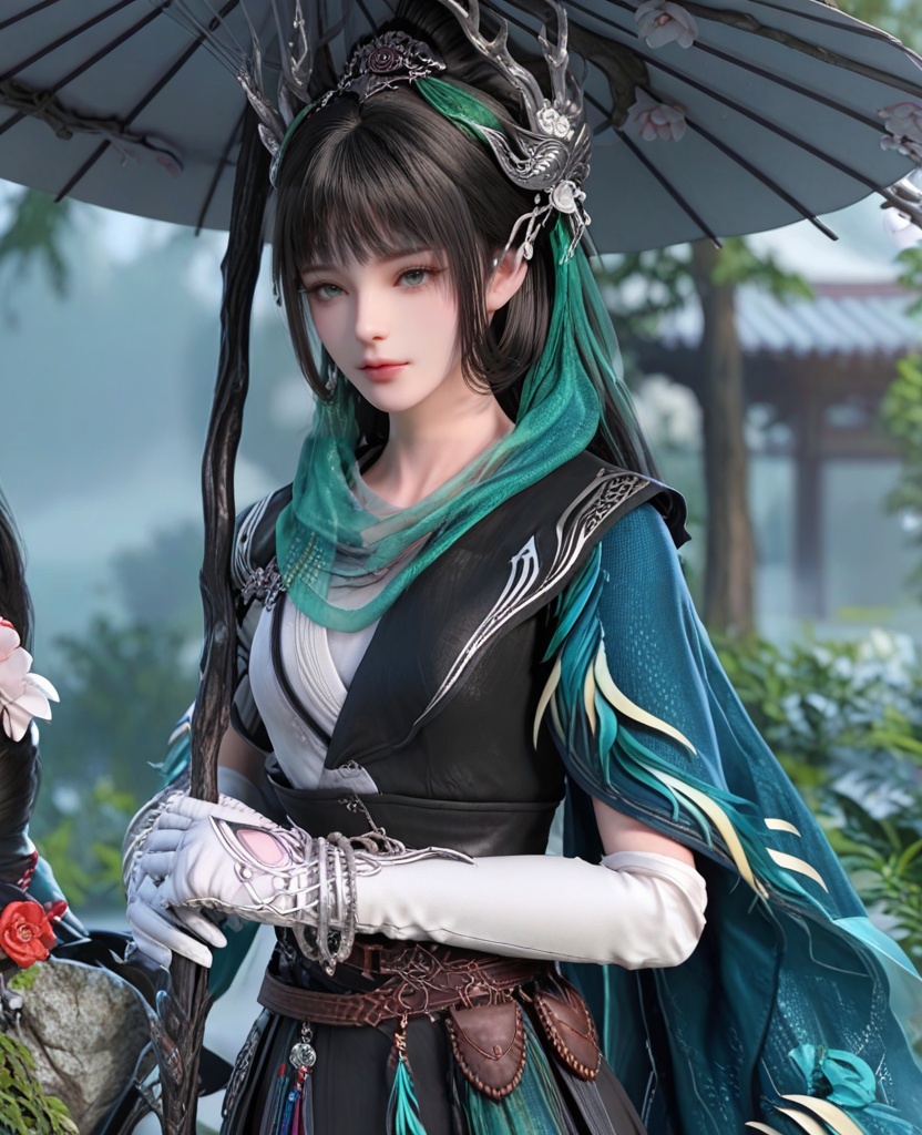 (oriental architecture, elegant decor, sophisticated style:1.1),(contemporary aerial dance:1.1),(breasts:1.2),<lora:XL剑网三陈月宗主:0.95>,miss chenyue,dress,black hair,hair ornament,earlock,blunt bangs,white gloves,belt,scarf,bracelet,, score_9,score_8_up,score_7_up,score_6_up,score_5_up,score_4_up,3d rendering,tag1,tag2, Cinematic Lighting,backlighting,