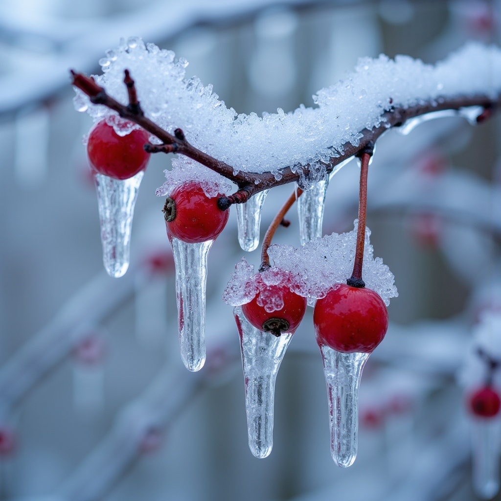 arafed tree branch with icicles hanging from it's branches,ice needles,icicles,ice shards,jungian symbols of winter,entrapped in ice,with red berries and icicles,icicle,glinting particles of ice,cold colour temperature,frozen and covered in ice,glittering ice,snow and ice,in an ice storm,ice seracs,cold color palate,ice,wintry rumpelstiltskin,frozen tear,covered in ice,icy landscape,stalactites,everything is **** out of ice,sharpened depth of field,8 k frostbite 3 engine,cold ambient light,frozen,cool white color temperature,vernadskys noosphere,cold colour temperture,viscous liquid,winter photograph,dripping stalagtites,
