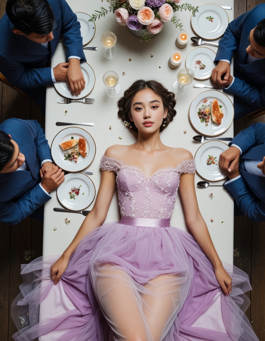 beautiful east asian 1girl,  milkmaid braid hair,  brunette hair on Tensor.Art