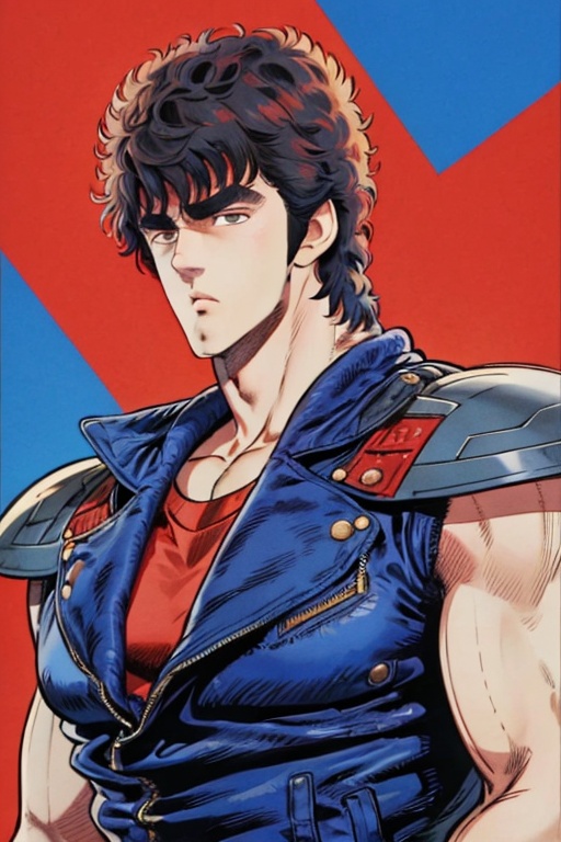 kenshirou,  black hair,  red_undershirt on Tensor.Art
