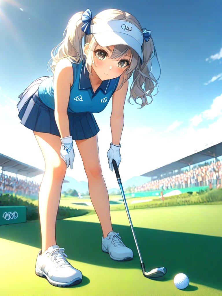 source_anime,  playing golf,  holding golf club stick on Tensor.Art