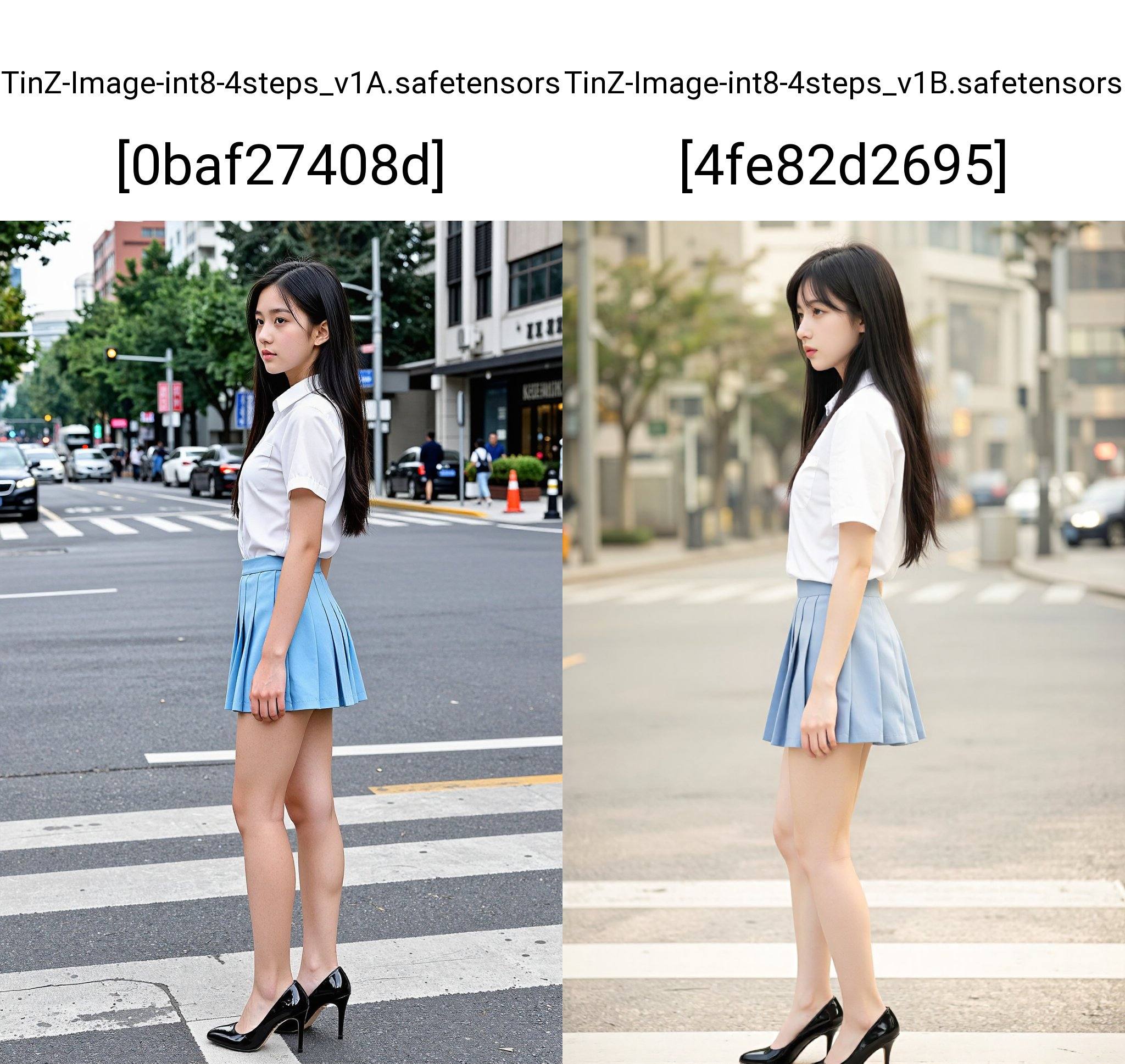 一位看起来二十岁出头的年轻东亚女性站在城市街道上。她有着乌黑亮丽的长直发,  肤色白皙,  五官精致 on Tensor.Art