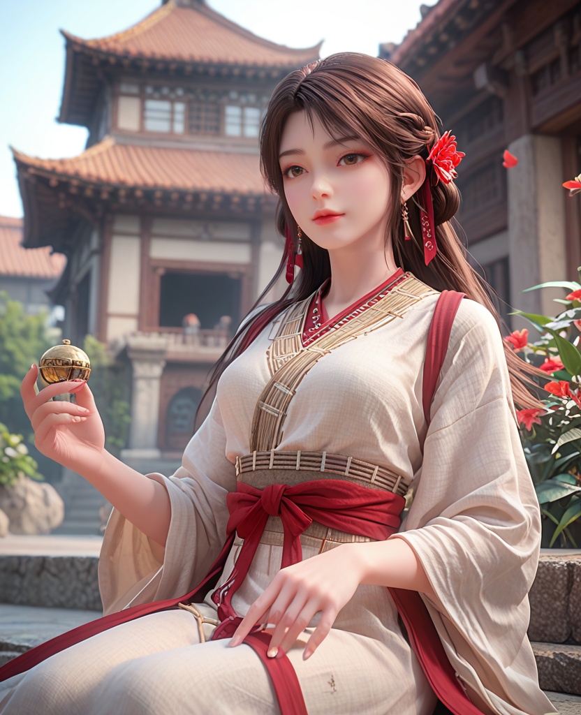 (oriental architecture, elegant decor, sophisticated style:1.1),practicing yoga, downward facing dog,(breasts:1.2),<lora:XL完美世界火灵儿火桑女:0.8>,miss huosangnv,solo,cambric dress,brown sash,red fart curtain,red straps,brown eyes,black hair,long hair,hair flower,earrings,earlock,lips,hair ribbon,wide sleeves,, zPDXL2, score_9, score_8_up, score_7_up BREAK realistic, masterpiece,best quality, highly detailed,, zPDXL3, zPDXL2,zPDXL, zPDXLxxx, zPDXLrl,