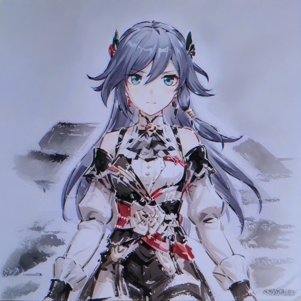 artist:ave_mujica_ed,ave_mujica_ed_style, traditional media  fu_hua, fu_hua cgver, bangs<lora:mujica-ed-风格-光辉:0.8>,<lora:符华-全装甲-测试-Illustrious-XL :0.8>