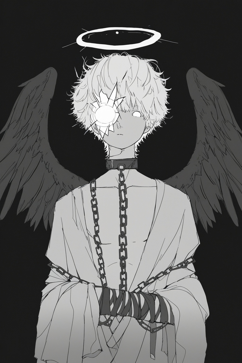 t1s10,  1boy,  chains wrapped around arms on Tensor.Art