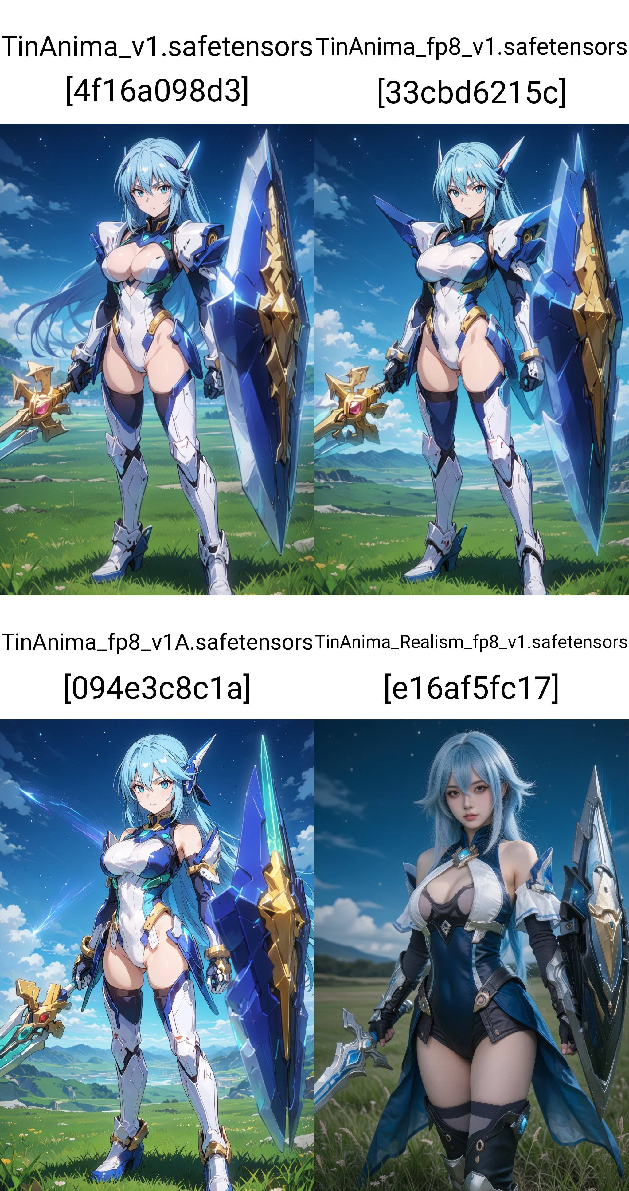 Anime-style digital artwork of a busty,  blue-haired female warrior in futuristic armor,  holding a large shield and sword...