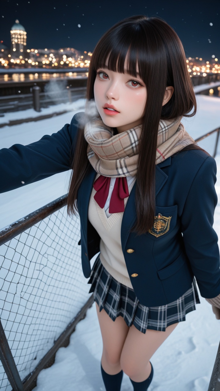 pipicg,  seifuku Girl,  Leaning against the wire mesh on Tensor.Art