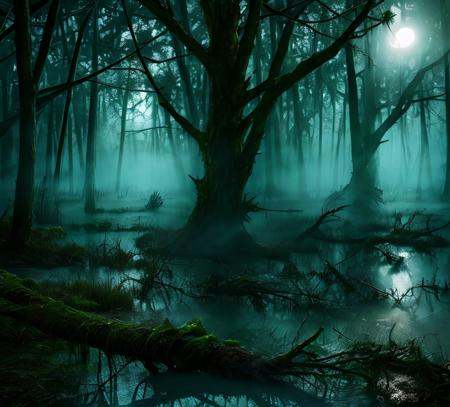 (masterpiece:1.2), (best quality,:1.2), 8k, HDR, ultra detailed, ((photorealistic)), professional light, cinematic lighting, fashion photography, ambient lighting, a dangerous swamp, dead trees, fog, magical moonlight, <lora:detail_slider_v4:3>, FanSwa, <lora:FantasySwamps-10:1>, ((perfect hands)), epiCPhoto