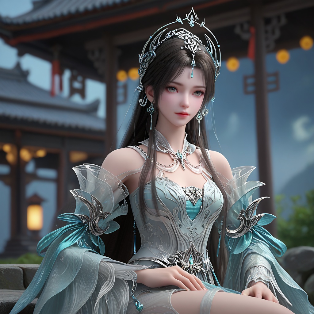 (oriental architecture, elegant decor, sophisticated style:1.1),sitting, wariza,(breasts:1.2),<lora:XL16完美世界天神书院清漪:0.95>,miss qingyi,white sheer corset dress over a pale blue underlay,grey eyes,black hair,hair ornament,half-up crown ponytail with long cascading hair,very long hair,jewelry,wide flowing sleeves,pelvic curtain,, zPDXL2, score_9, score_8_up, score_7_up BREAK realistic, masterpiece,best quality, highly detailed,, zPDXL3, zPDXL2,zPDXL, zPDXLxxx, zPDXLrl,