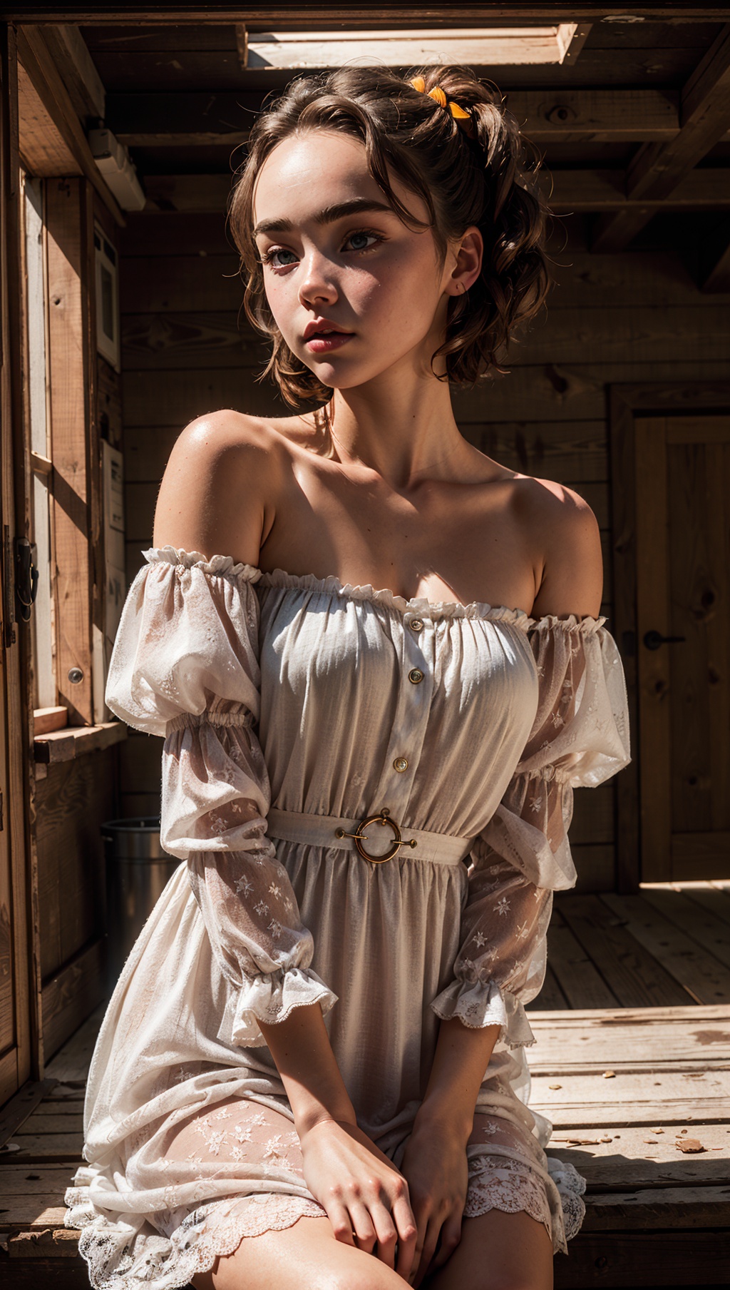 FlorencePugh,  Parisienne dress,  feminine pose on Tensor.Art