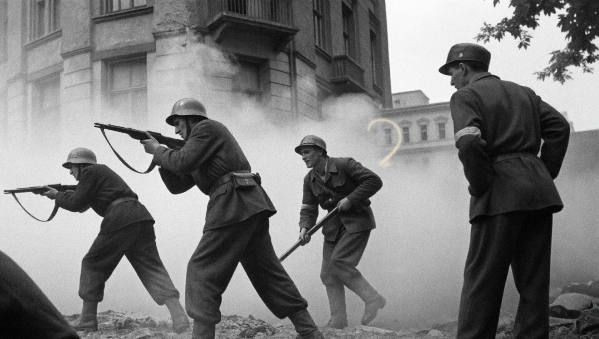 Warsaw insurgent,  Graphic novel style,  black and white comic book aesthetics. . High contrast on Tensor.Art