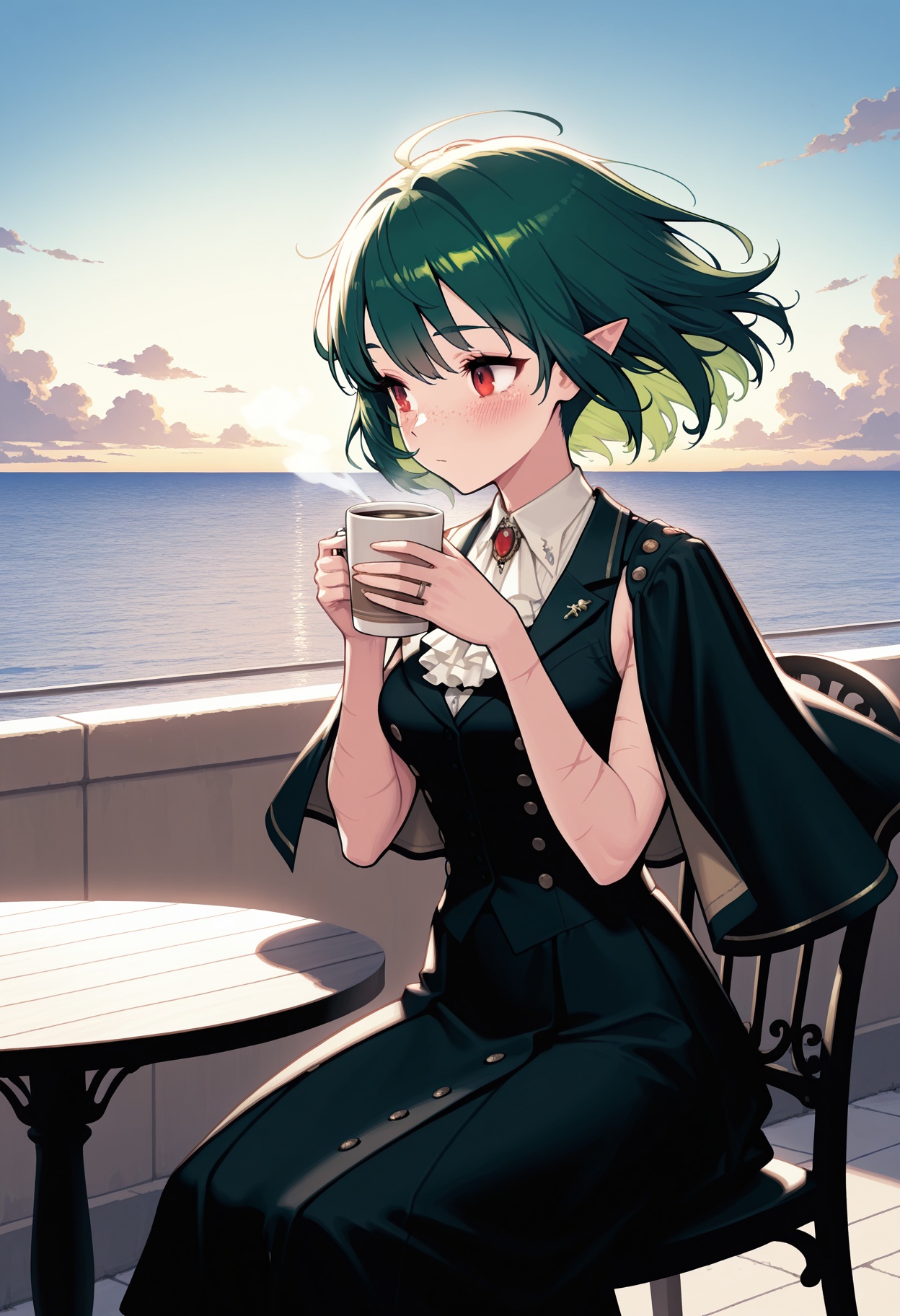 1girl,  green hair,  pointed ears on Tensor.Art