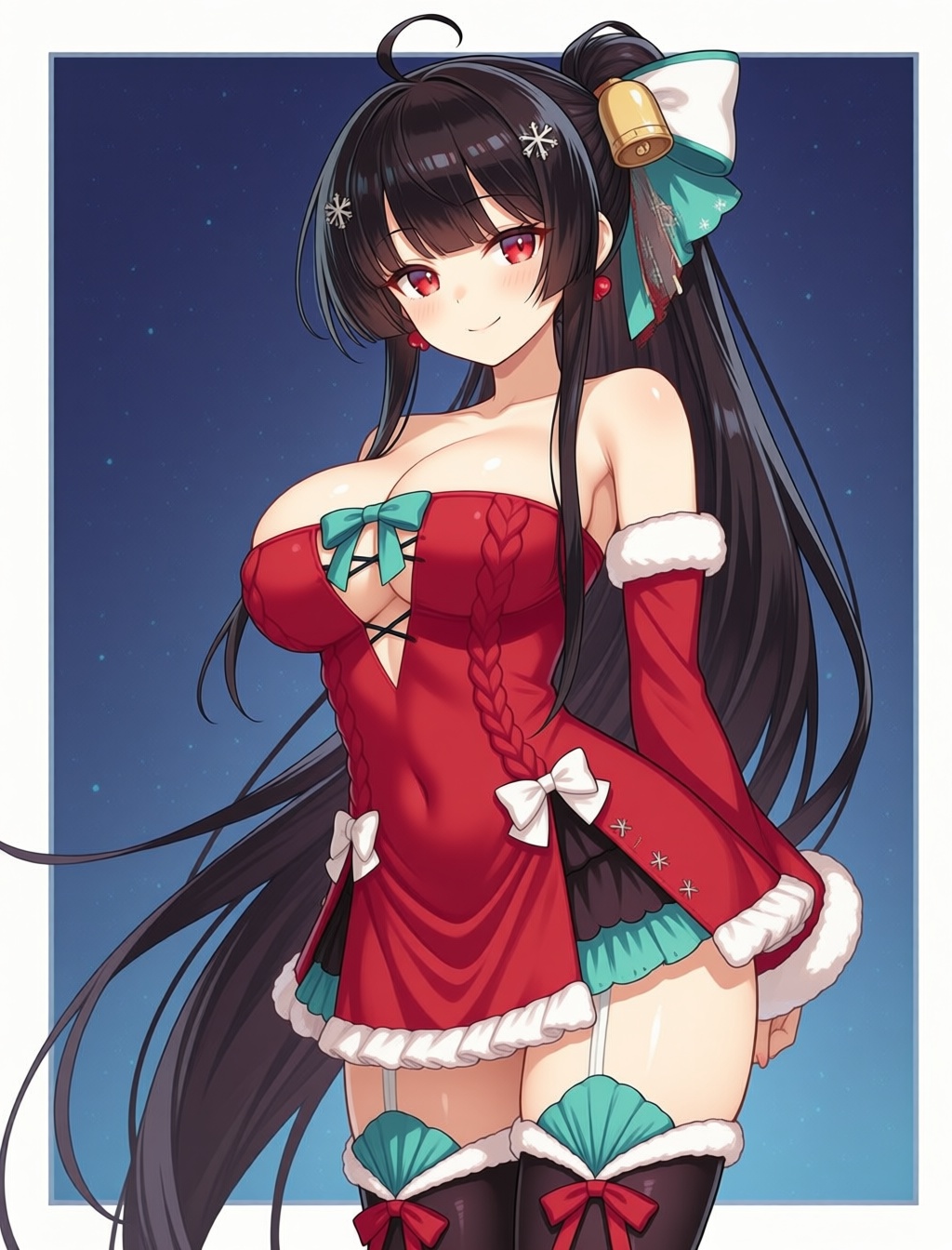 agano \(azur lane\),  1girl,  santa costume on Tensor.Art