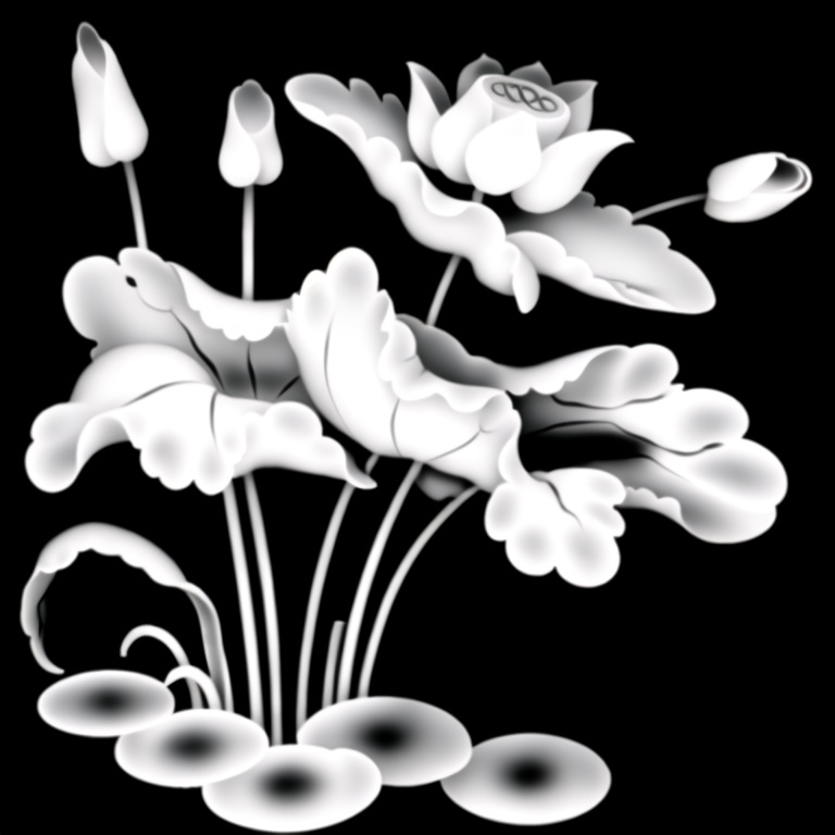 greyscale,  flower,  lotus by 无边落木 on Tensor.Art