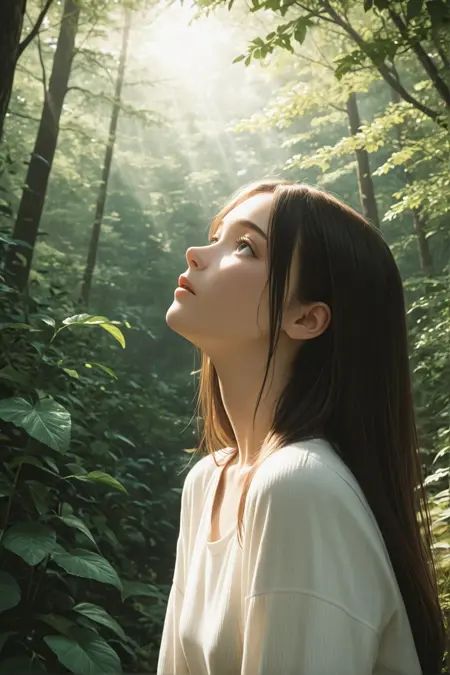 masterpiece,best quality,absurdres, 1girl,nature,clothes,sunlight,look up,beautiful eyes