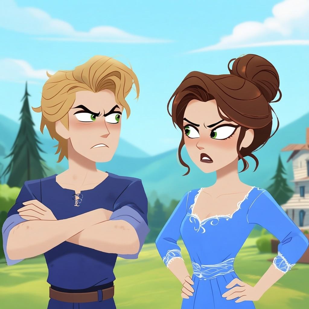man and woman,  outdoors,  angry at each other on Tensor.Art