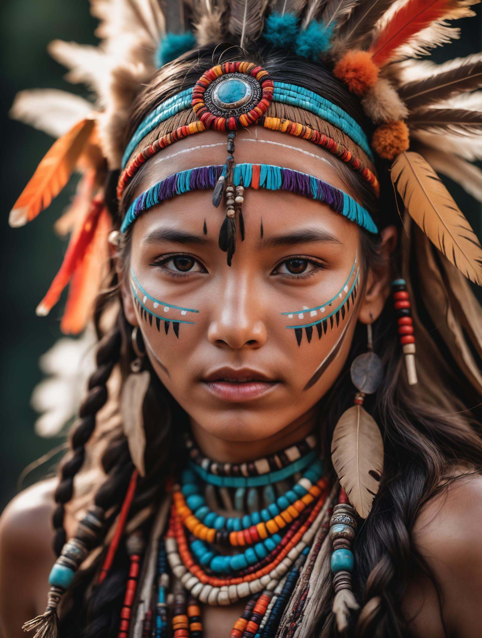 awardwinning photo,  dynamic photo of young shaman woman,  colorful on Tensor.Art