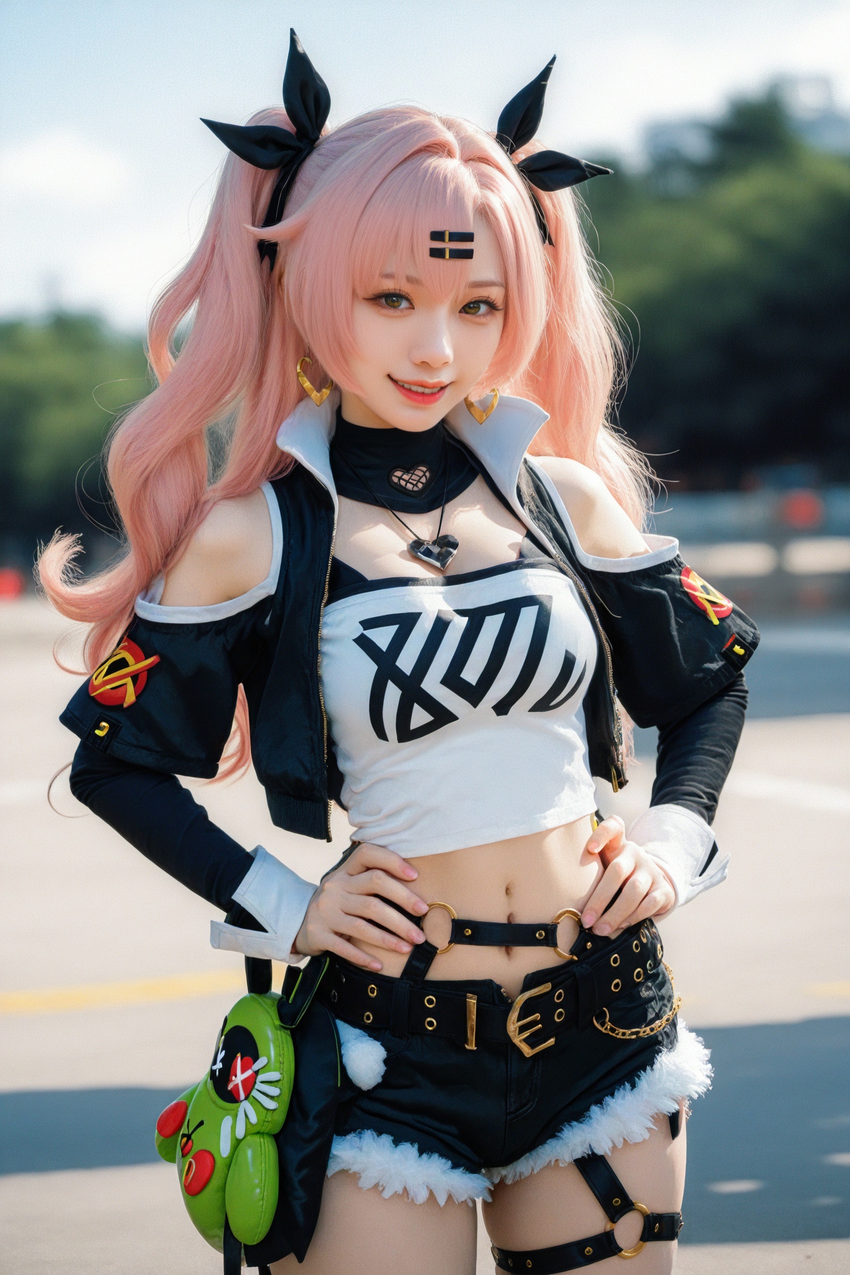 (realistic),(photorealistic:0.9),detailed,photo-referenced,.,.,.,.,1girl,smirk,outdoors,.,.,<lora:RE184MG-000018:0.8>,hands on own hips,nicole demara,twintails,, very awa, masterpiece, best quality, highres, absurdres,, Photorealistic, Hyperrealistic, Hyperdetailed, analog style, soft lighting, subsurface scattering, realistic, heavy shadow, masterpiece, best quality, ultra realistic, 8k, golden ratio, Intricate, High Detail, film photography, soft focus