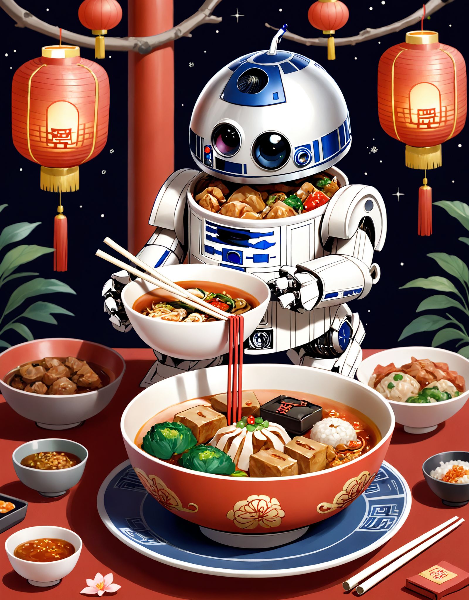 A chibi R2-D2,  a small,  cute robotic character from Star Wars on Tensor.Art