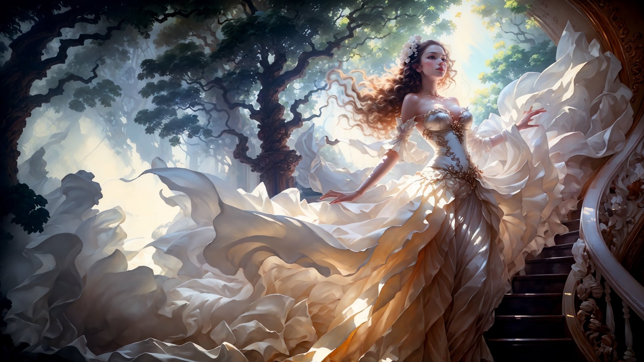 Low Angle shooting,  super wide lens,  Rococo style on Tensor.Art