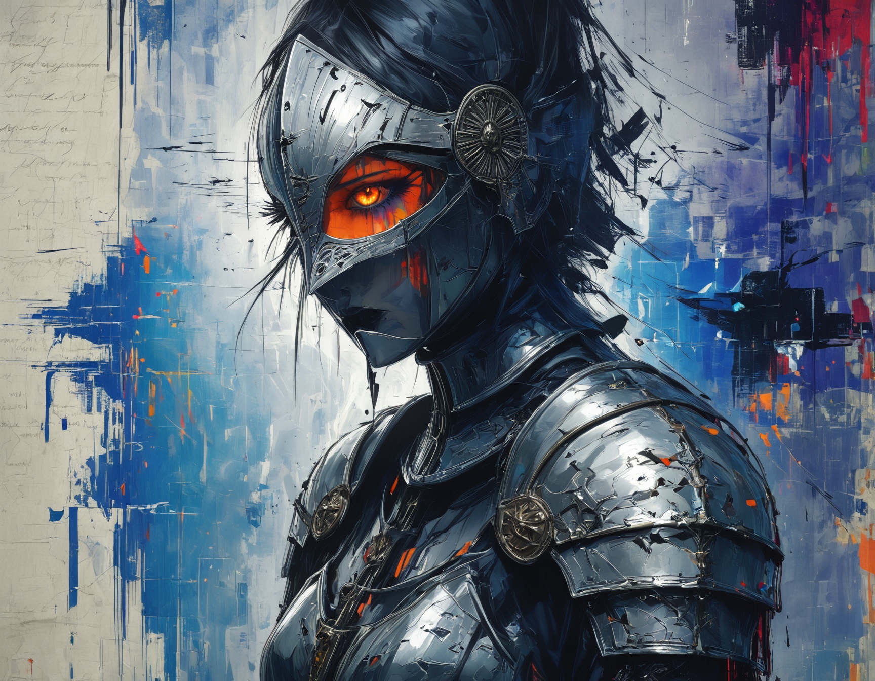 1girl,  abstract_paint_style,  knight on Tensor.Art