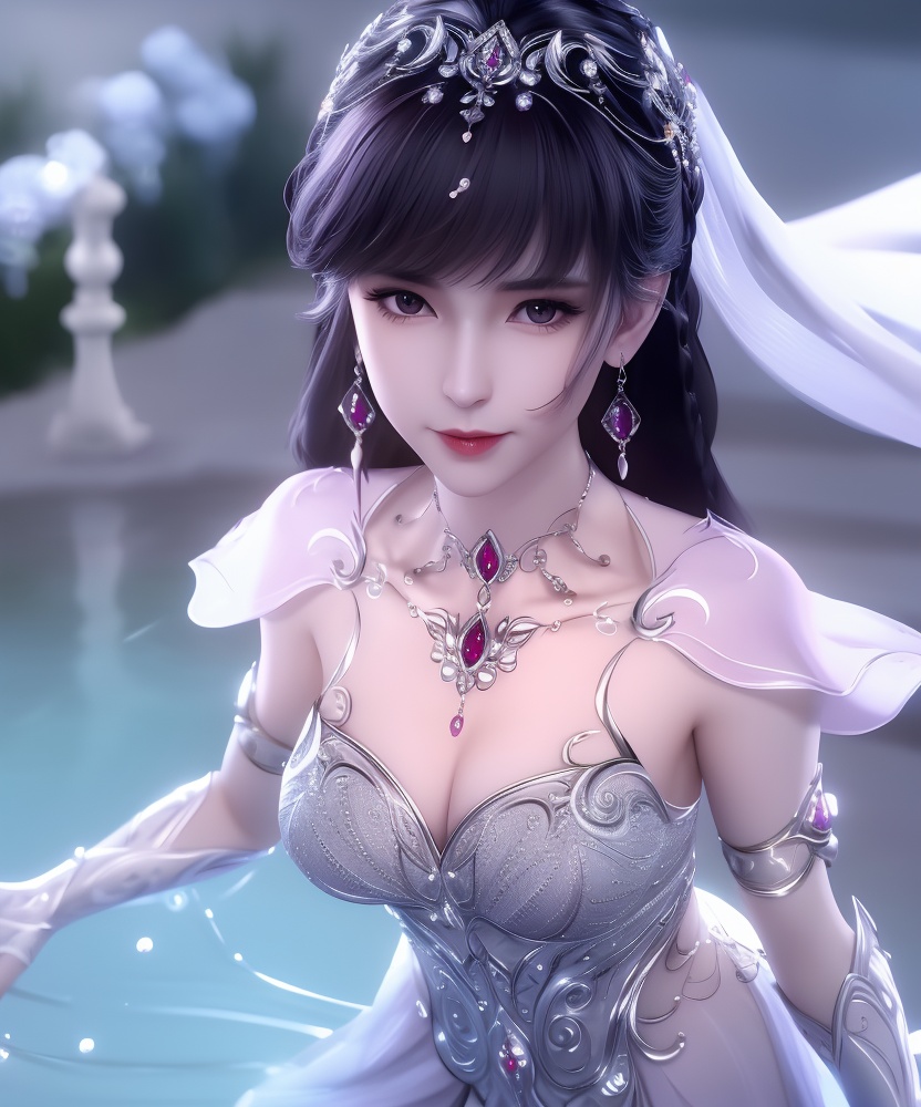 <lora:541-DA-斗罗大陆-小舞-神界:0.8>(,1girl, ,best quality, ),looking at viewer,  ,ultra detailed background,ultra detailed background,ultra realistic 8k cg,, ,masterpiece,((((1girl, solo,  , solo focus, ,walking on liquid, ))))    (cleavage), (), ,ultra realistic 8k cg,   clean, masterpiece,     cinematic lighting, cinematic bloom, , (( , )),,  , unreal, science fiction, luxury, jewelry, diamond, gold, pearl, gem, sapphire, ruby, emerald, intricate detail, delicate pattern, charming, alluring, seductive, erotic, enchanting, hair ornament, necklace, earrings, bracelet, armlet,,