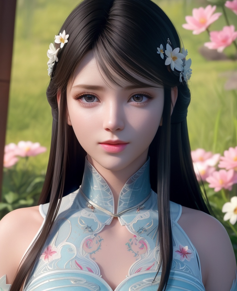 <lora:597-DA-斗破苍穹-萧薰儿-三七分:0.8>(,1girl, ,best quality, ),looking at viewer,  ,,ultra detailed background,ultra detailed background,ultra realistic 8k cg,, ,masterpiece, (( , )),ultra realistic 8k cgSurrounded by strange, movie perspective, advertising style, Colorful background, splash of color A beautiful woman with delicate facial features,tattoo all over body, flower arms,