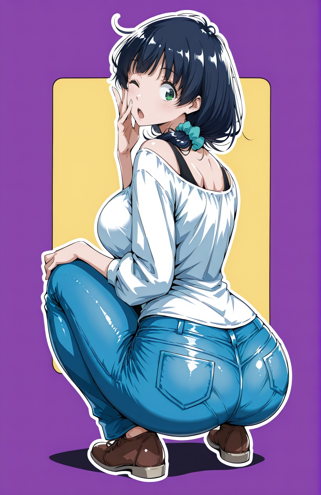 yamamura ami,  dark hair,  green eyes on Tensor.Art