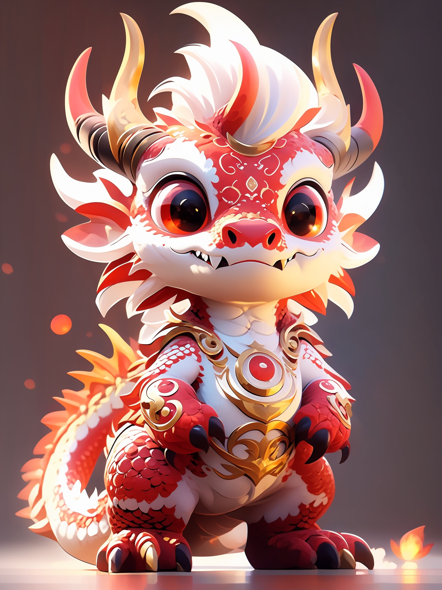HTTP, chibi,solo, horns, claws, full body, looking at viewer, standing, fangs, dragon,jewelry,Bright, Warm Light<lora:HTTP_20231214213332:1>