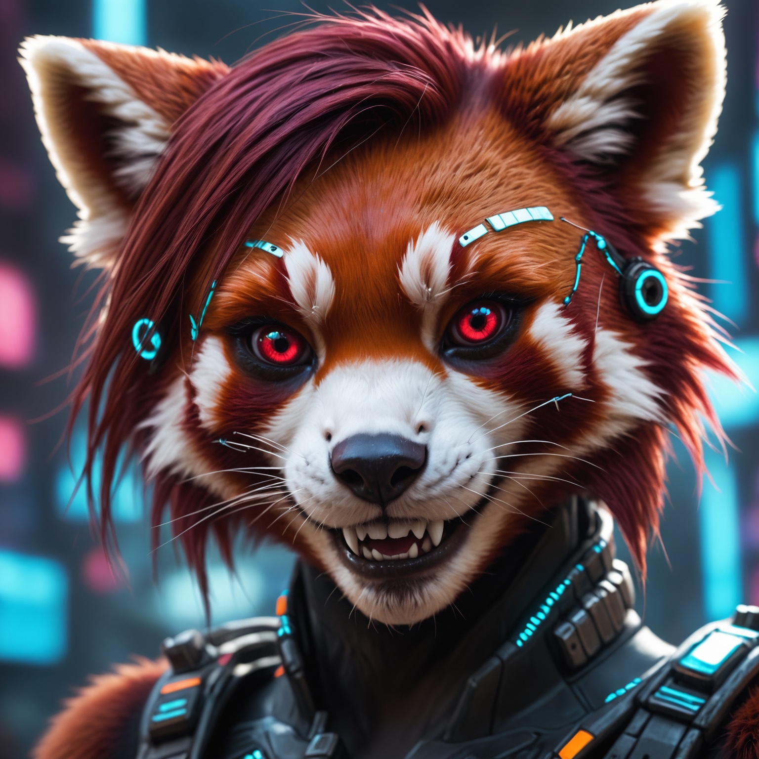 closeup,  face portrait,  anthro red panda on Tensor.Art