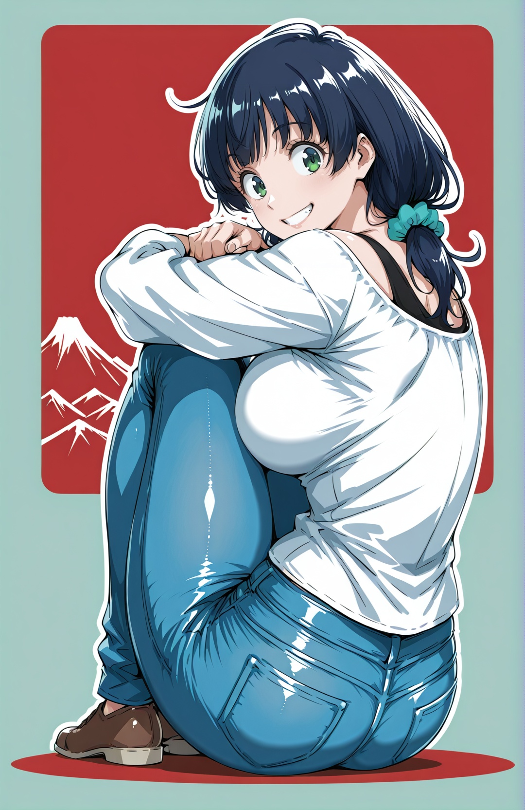 yamamura ami,  dark hair,  green eyes on Tensor.Art