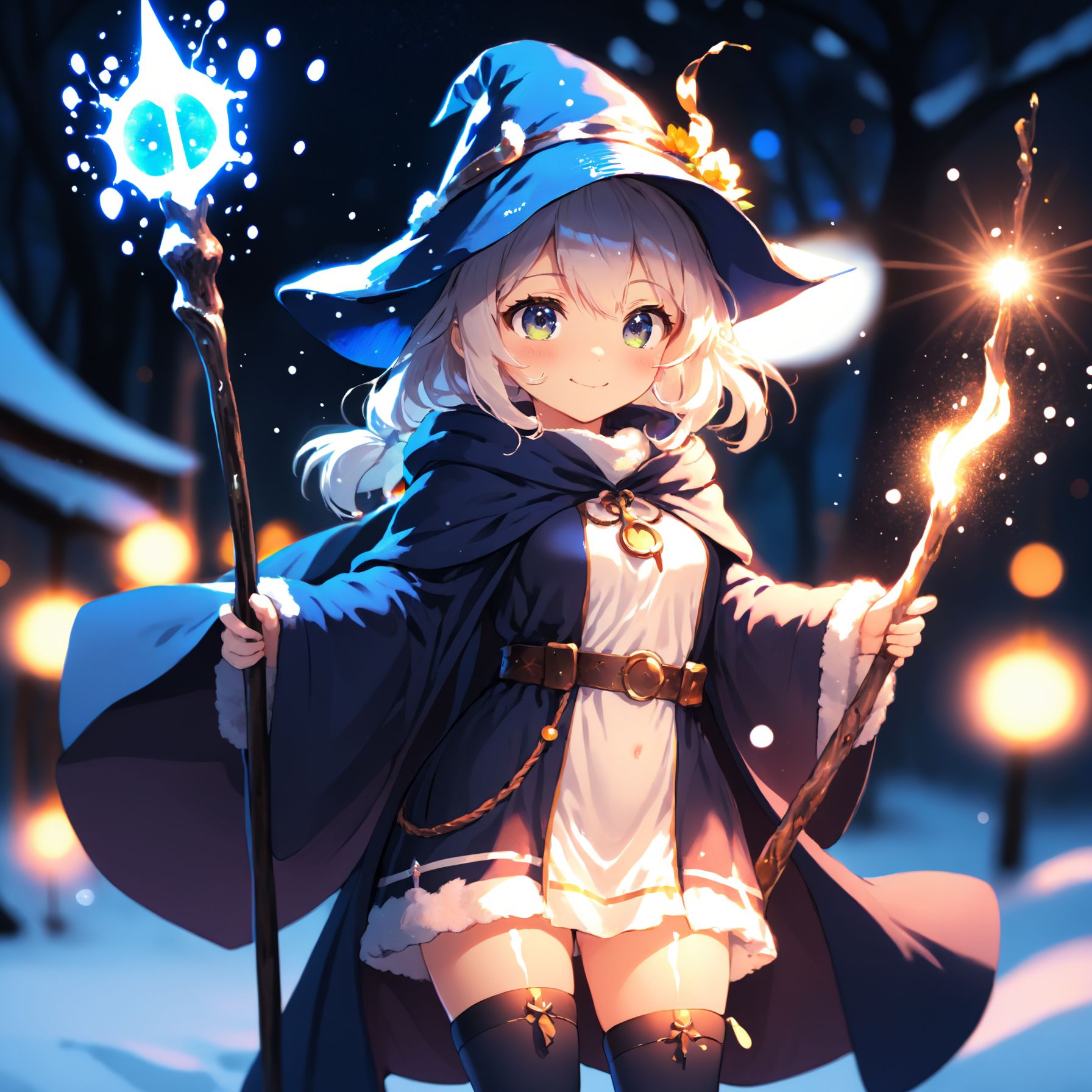 anime,  cute girl,  wizard hat on Tensor.Art